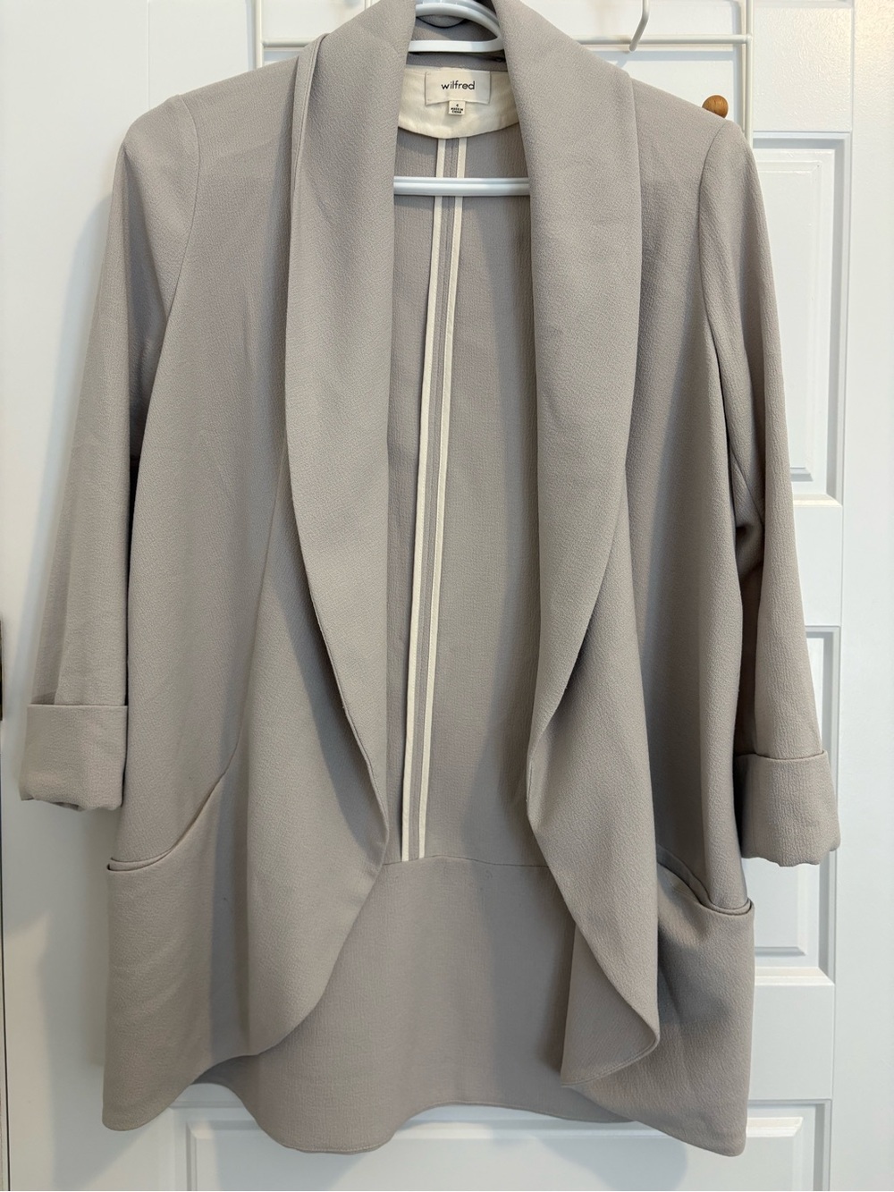 Wilfred Light Taupe Draped Open-Front Blazer